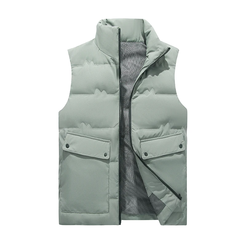 New Autumn Winter Men'S Standing Collar Down Vest Fashionable Versatile Loose Casual And Warm 80% White Duck Down Waistcoat