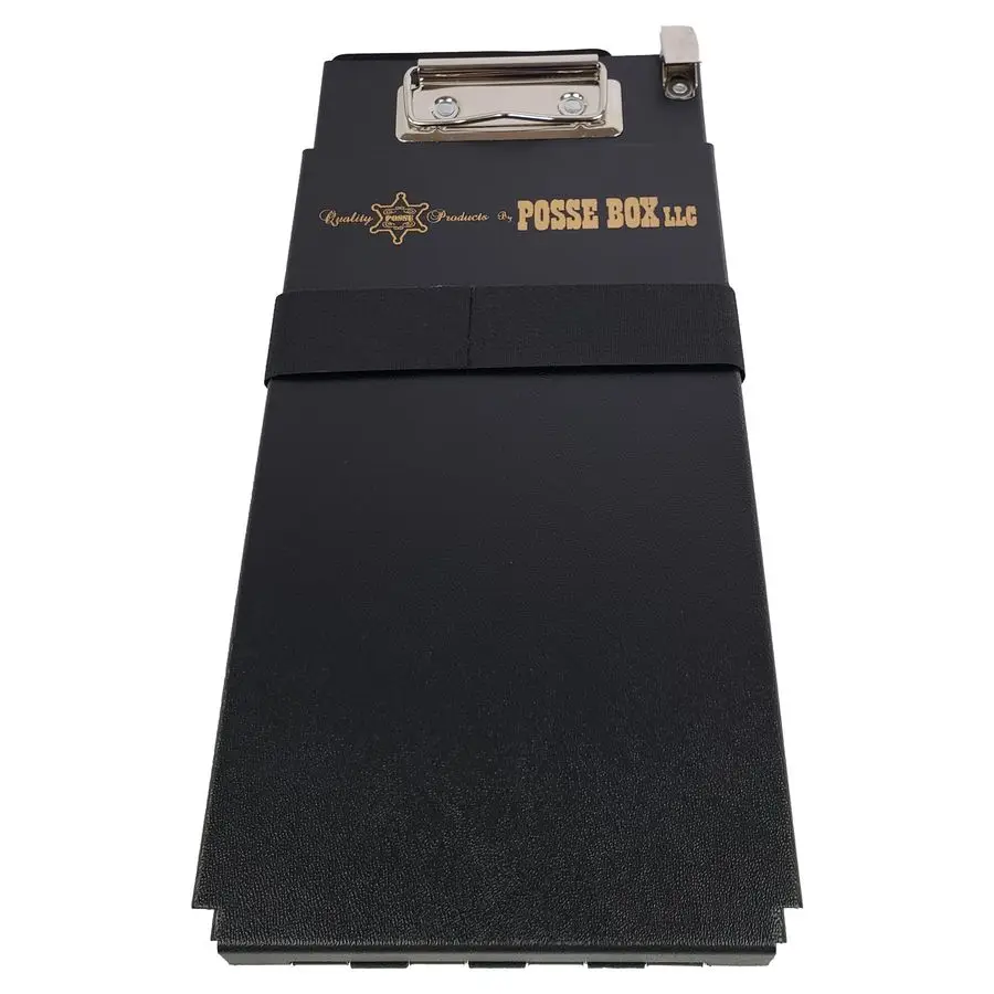 

Компактный органайзер для документов Ticket Tender TTS43BV из черного винила с держателем для водительских прав и прочным ремнем для быстрого хранения и обработки документов.