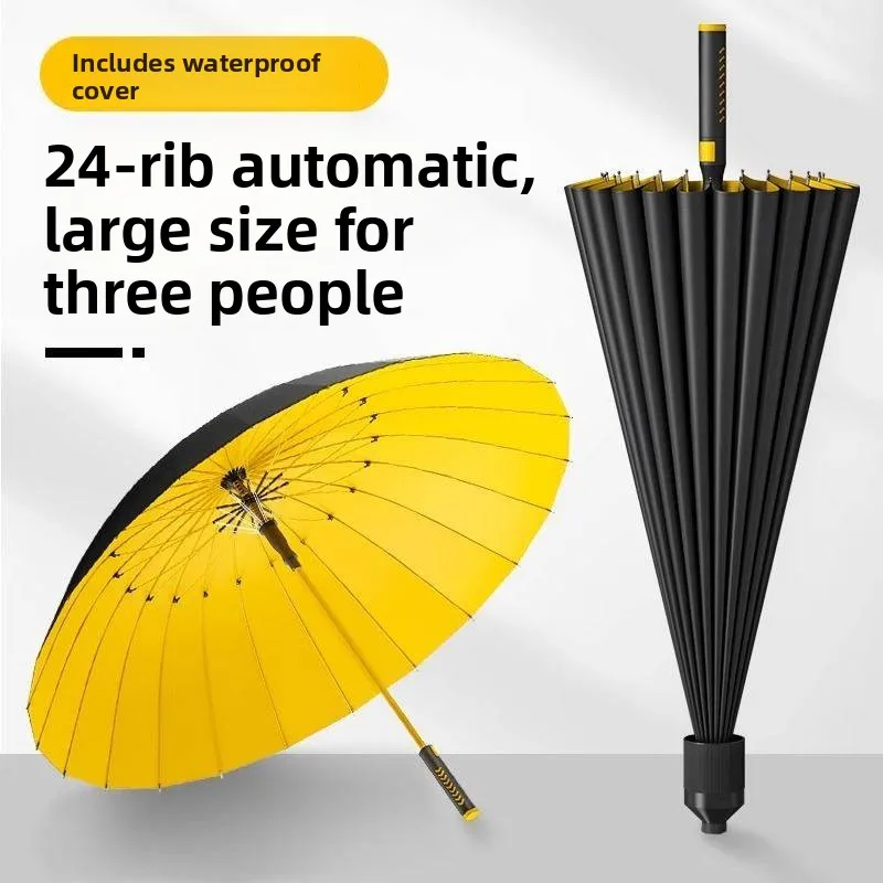 

Sturdy Auatic Long-Handled Umbrella Waterproof Thiened Reinforced Large Size for Heavy Rain Windproof Home Daily Use
