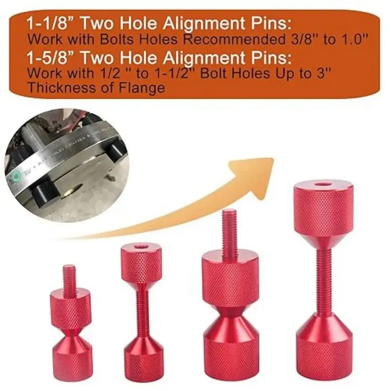 DT19-4 Pcs Aluminium Flange Two Hole Pins 1-1/8 Inch Two Hole Alignment Pins & 1-5/8 Inch Detachable Flange