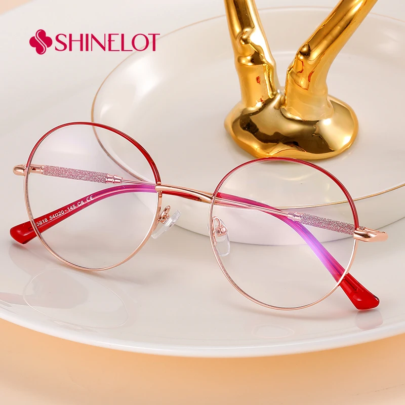 95818 Cute Women Round Eyeglasses Frame Sexy Lady Bluelight Blocking Glasses Beauty Eyewear Delicate Accessories Girlfriend Gift