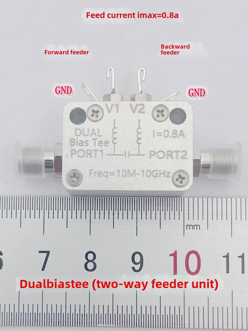 

10M-10G RF Isolator SMA DC Bidirectional Feed Bias Tee Coaxial Bias Device 800mA