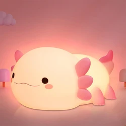 Axolotl-Veilleuse en Silicone pour Bébé et Enfant, Lampe de Table Rechargeable par USB, Commande Tactile