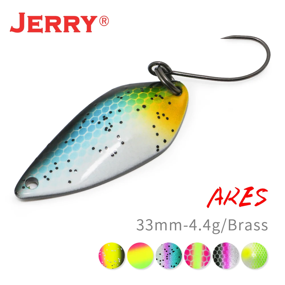 Jerry Ares Metal Spoon Single Hook Micro Fishing Lures 4.4g Artificial Ultralight Spin Brass Lake Stream Fishing Bait