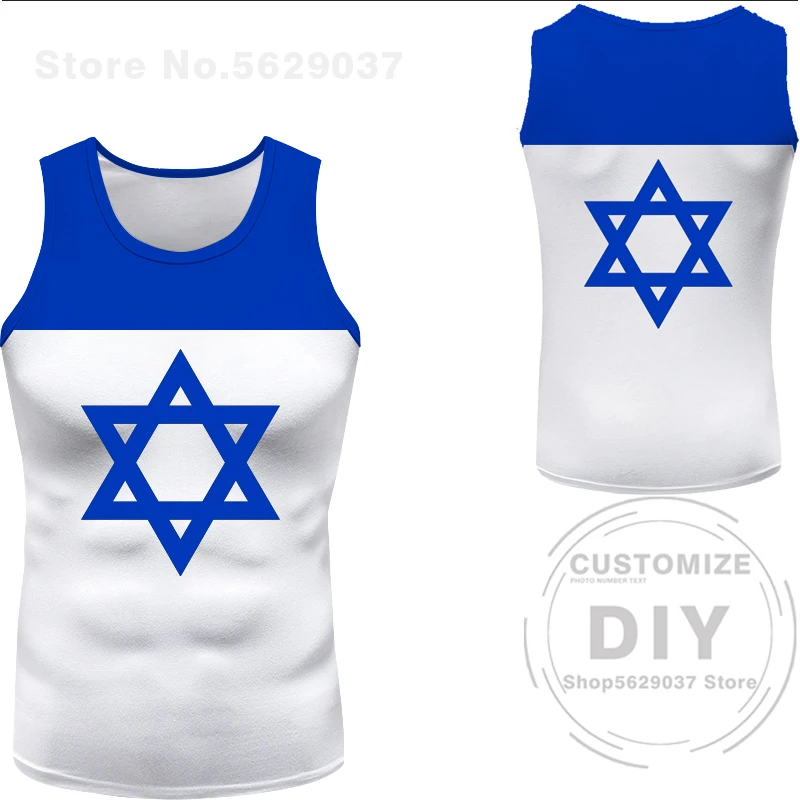 Israel Vest Free Custom Made Name Isr Tank Top Nation Flag Il Judaism Arabic Country Hebrew Arab Print Logo Sleeveless T-Shirt