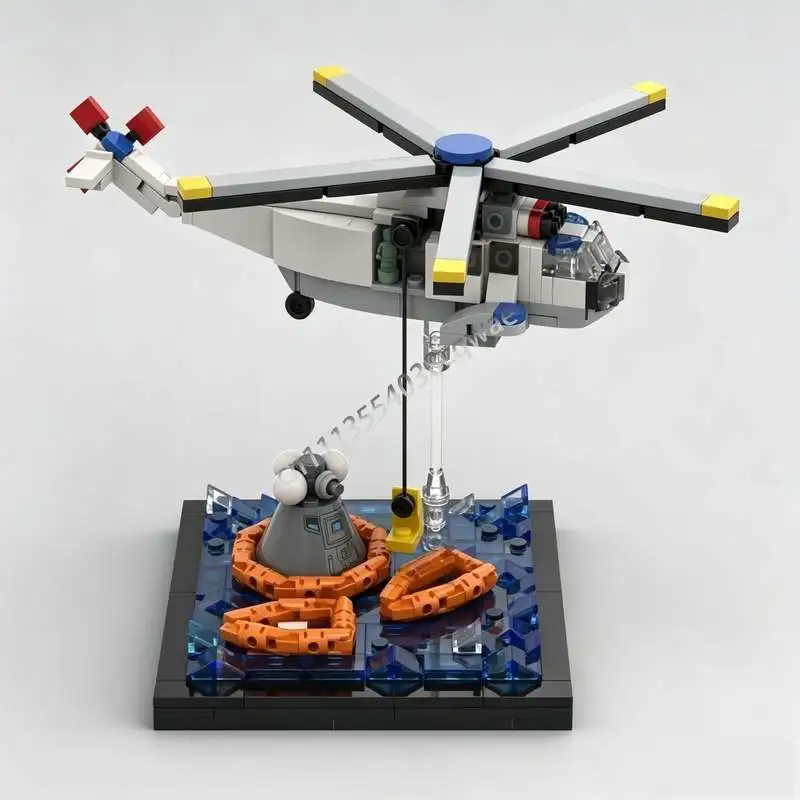 NEW 338Parts Apollo 11 Recovery MOC Space Mission Model Custom Puzzle DIY Creative Assembly Educational Toy Blocks Gift Display