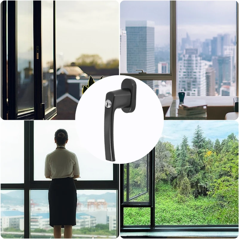 Lockable Window Handle With Key & Screws Stainless Steel Balcony Door Handle Child Safety Window Lock Easy to Install