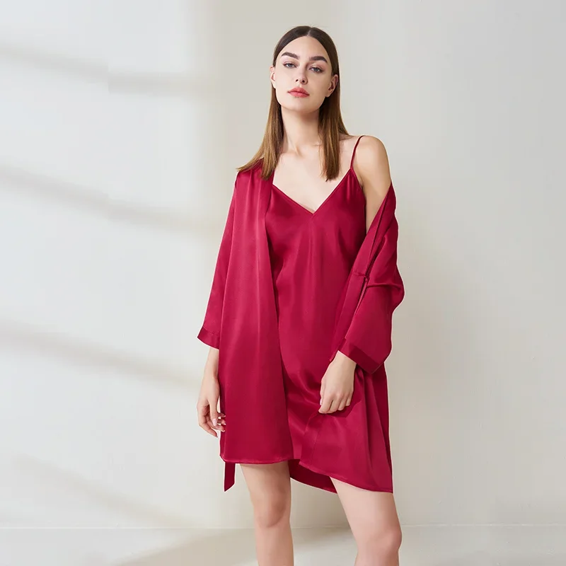 19 Momme Heavyweight Silk Robe 100% Mulberry Silk Premium Kimono Bathrobe Morning Gown Nightwear Exquisite Women's Loungewear PJ