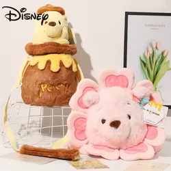 MINISO Disney-bolsa de mensajero portátil de felpa, bolsa de mensajero genuina, Winnie The Pooh Pop Pooh Bee Pot, flor de cerezo, Winnie The Pooh