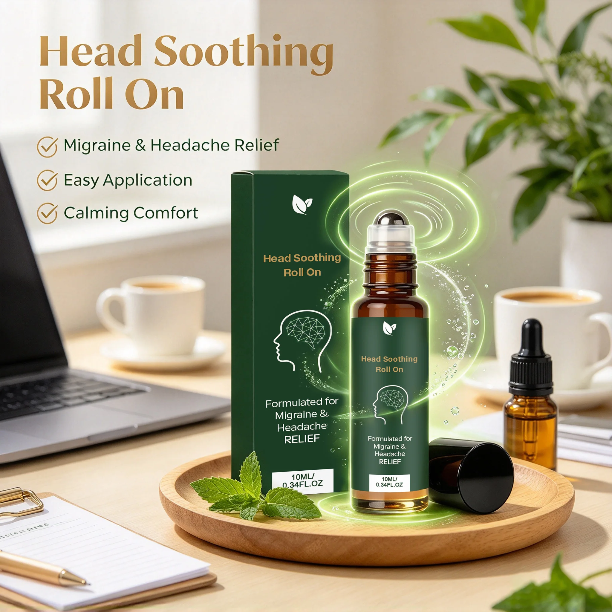 Head Soothing Roll On Sooth Stress Headache Reduce Head Pressure Refreshing Ease Tense Mood And Mental Fatigue Portable Office