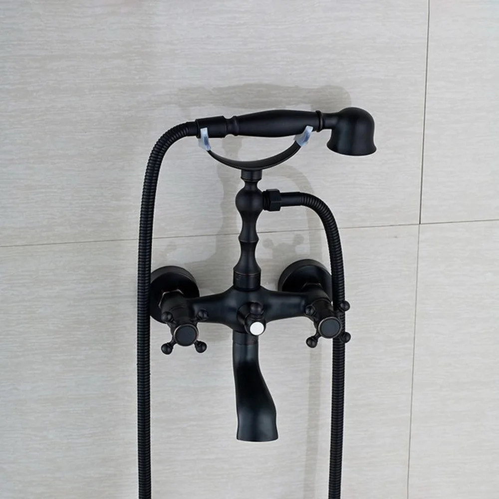 

Смесители для ванны, бронзовые краны для душа с двумя ручками, настенный кран для ванны и душа с ручными душевыми Ntf021