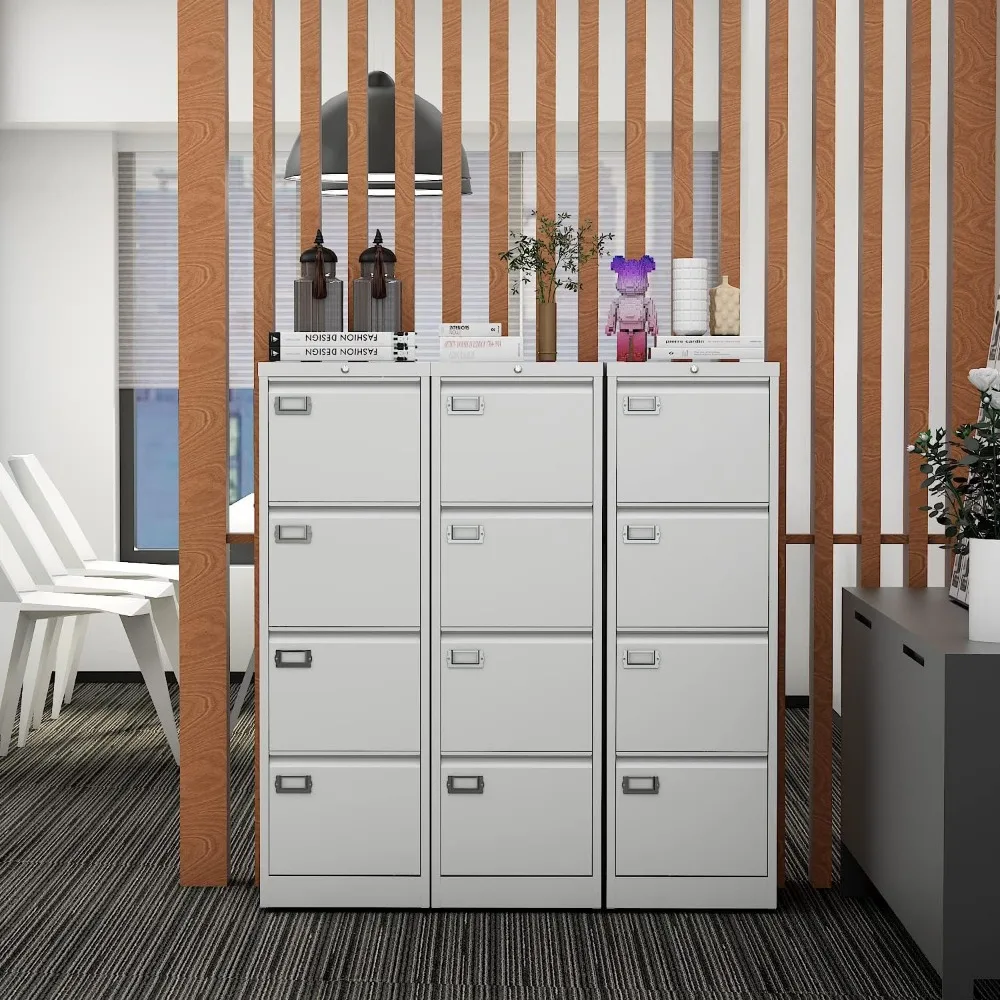 Vertical 4-Drawer Lockable Metal Filing Cabinet - 17.8 Deep White Storage for Home Office with Hanging File Capability