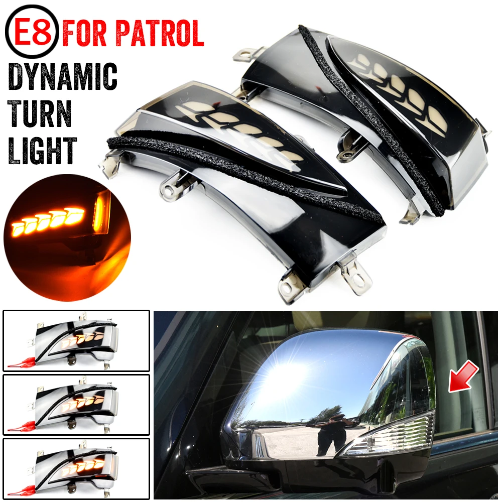 

2pcs Dynamic LED Turn Signal Lights Rearview Mirror Indicator Blinker For Nissan Patrol Y62 Armada Quest RE52 For Infiniti QX56