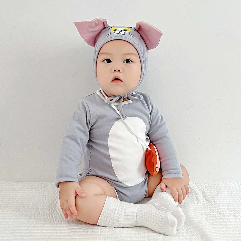 Unisex Kinder-Maus-Kostüm, Overall, Niedlicher Grauer Katzen-Strampler mit Hut für Babys und Kleinkinder, Halloween-Kostüm für Kinder – Detail 4