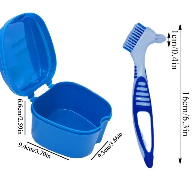 Caja de baño para dentadura postiza, juego de cepillos de limpieza para dentadura, cepillo de descalcificación, caja de almacenamiento de dientes postizos, soportes bucales, retenedor de ortodoncia