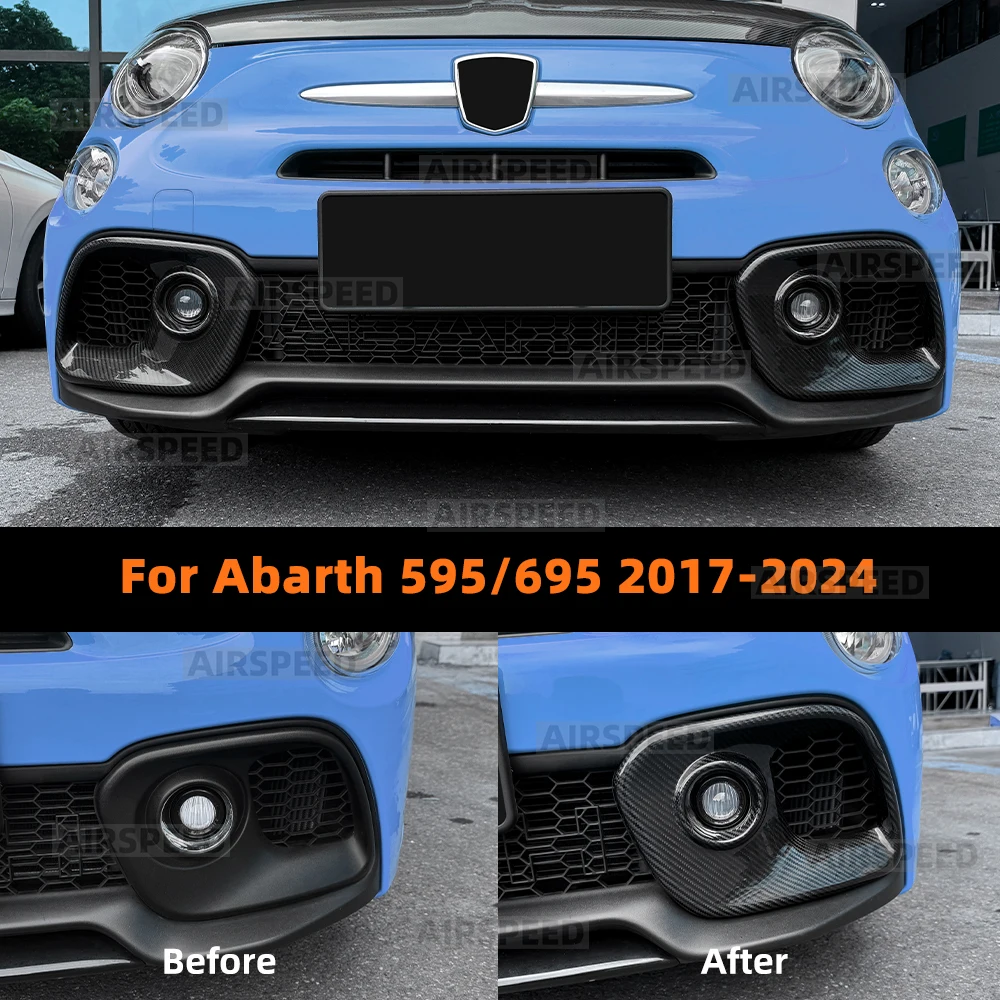 

Наклейка из настоящего твердого углеродного волокна для Abarth 595 695 2017 2018 2019 2020 2021 2022 2023 2024 LHD RHD Автомобильная передняя противотуманная фара 1 пара