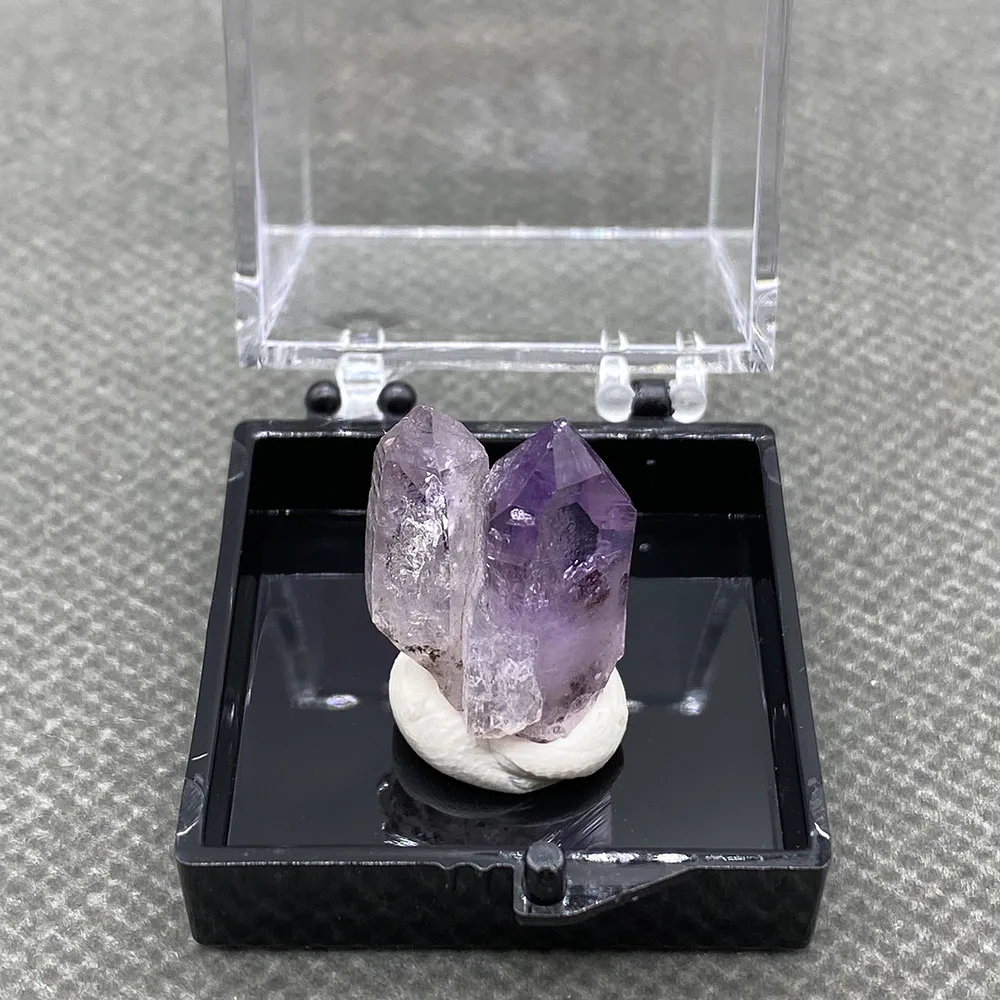 100% Natural Rare Mexico Cruz Double head crystal amethyst mineral specimen Quartz Crystal Cluster box size 3.5 cm