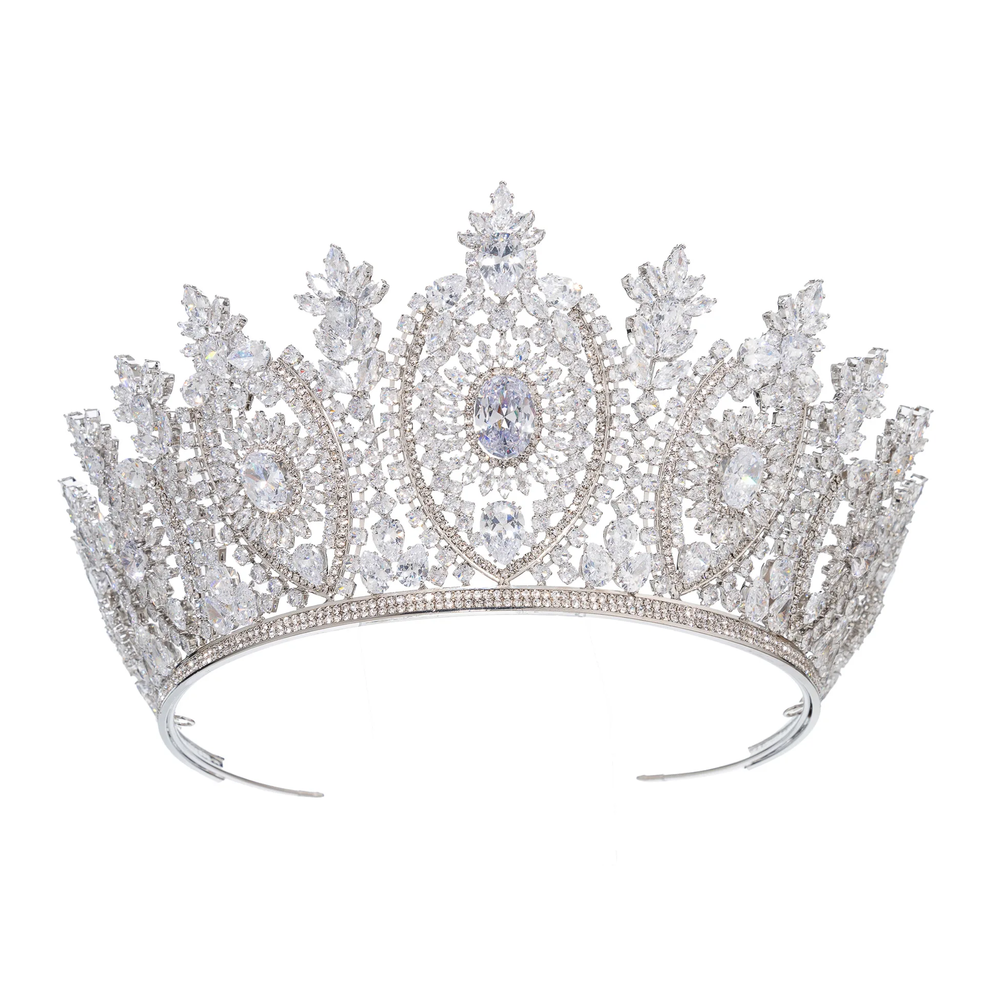 Cubic Zirconia CZ Big Crowns For Queen Luxury Bridal Tiara Crown For Pageant Miss Universe Wedding Bride Hair Jewelry Headdress