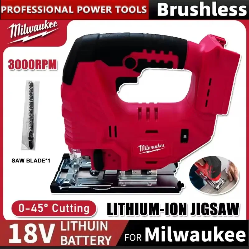 

Milwaukee 18 В 20 В Бесщеточный лобзик 0-45o Резка 3 настройки орбиталя Электрический лобзик Деревообрабатывающий инструмент с аккумулятором