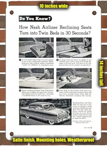 Металлический знак-1953 Nash Airflyte от Pinin Farina - 10x14 дюймов