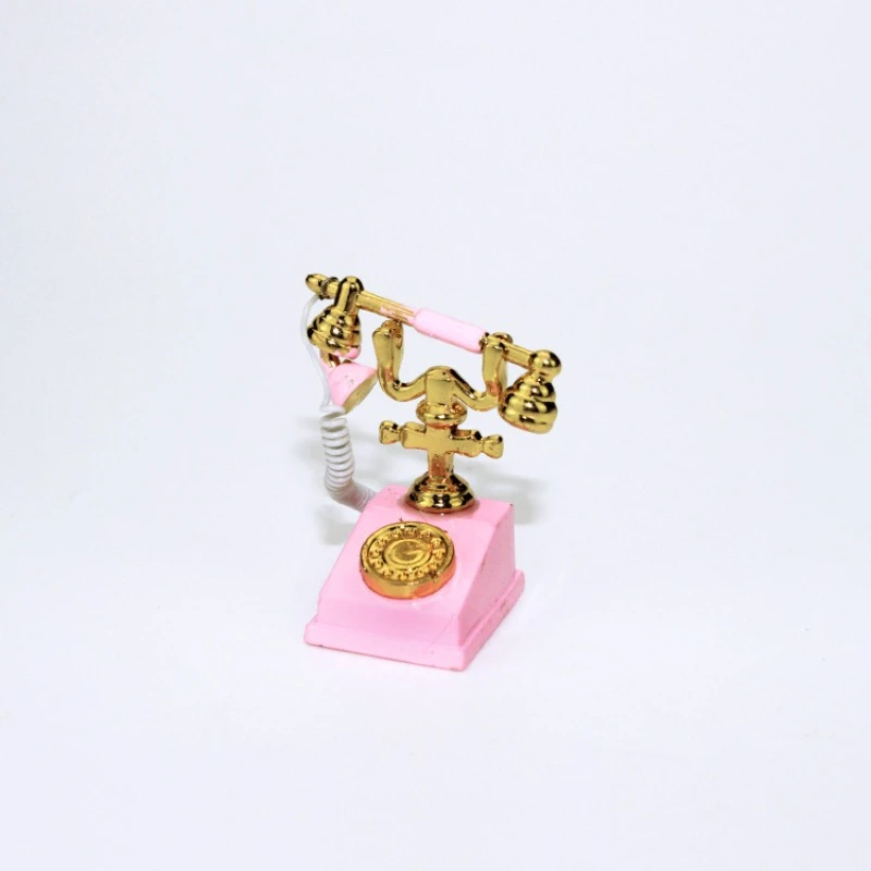 1:12 aleación simulada teléfono Vintage casa de muñecas accesorios comida en miniatura juguete modelo escena casa de muñecas ornamento regalos hechos a mano