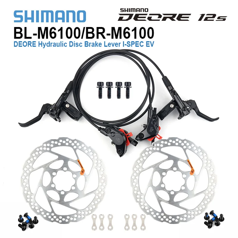 

Shimano Deore M6100 MTB Hydraulic Discs Brake 850 900 1500 1600mm Mountain Bike Brakes Metal Resin Brake Pad RT66 RT76 Rotors