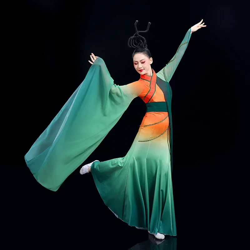 New Classical Dance Costume Ancient Costume Elegant Cross Collar Wide Sleeve National Style Performance Wear