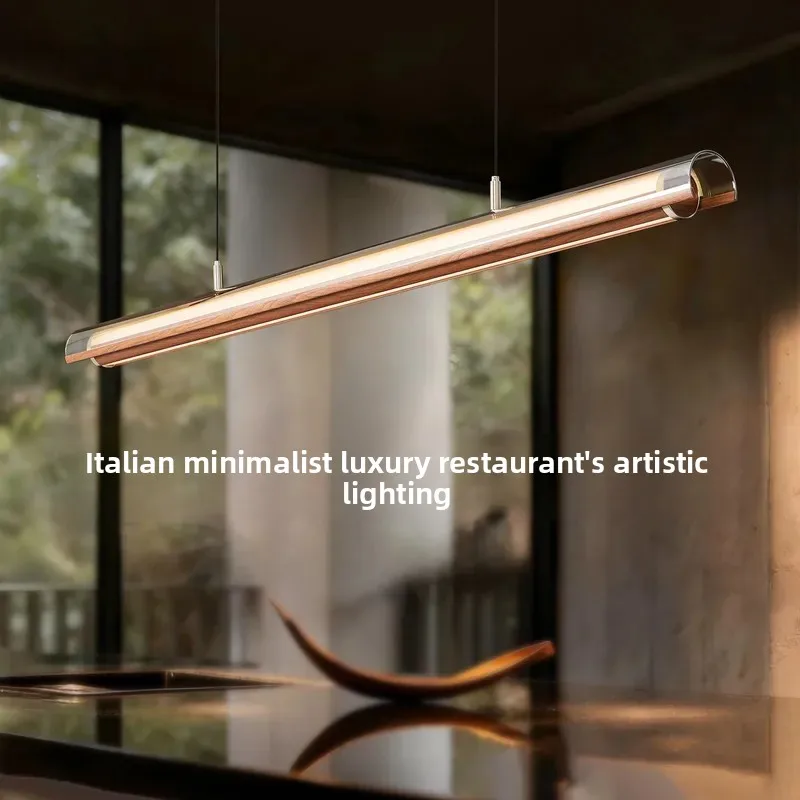 Italian Minimalist Long Strip Pendant Light Nordic Modern Indoor Lighting Dining Room Decor Led Hanging Lamps Study Chandeliers