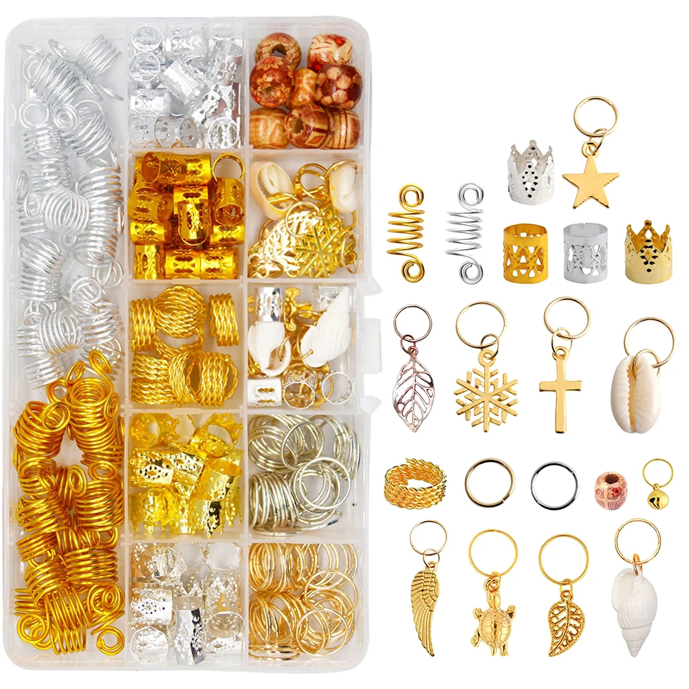 

238pcs Colorful Dreadlocks Cuffs Metal Rings Hair Extension Braids Beads Tools For Dreadlocks Accessories Hairstyles