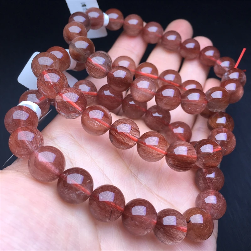 

12MM Natural Red Copper Rutilated Quartz Bracelet Women Reiki Fengshui Healing Energy Strand Bangles Fashion Jewelry Gift 1pcs