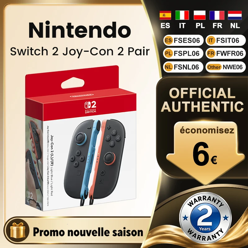 Nintendo Switch 2 Joy-Con 2 Coppie - Blu Chiaro/Rosso Chiaro Compatibili con NS2 Joystick a Effetto Hall Connessione Magnetica Modalità Mouse