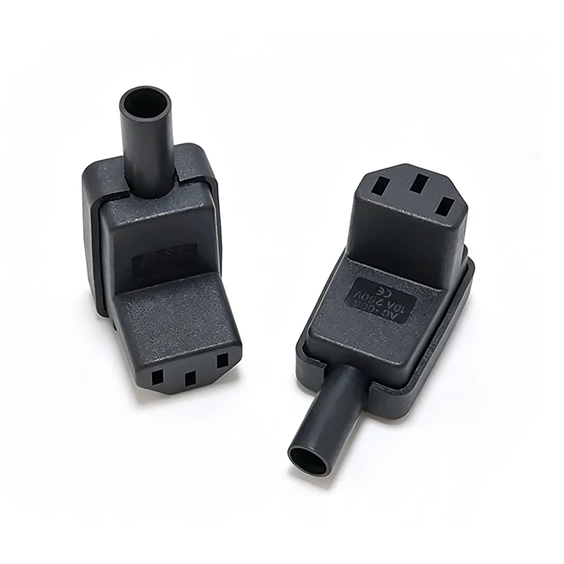 2/4Pcs 90 Degree Angled IEC 320 C13 Female Plug AC 10A 250V Power Cable Connector Electrical Plug Assembling accessories Black