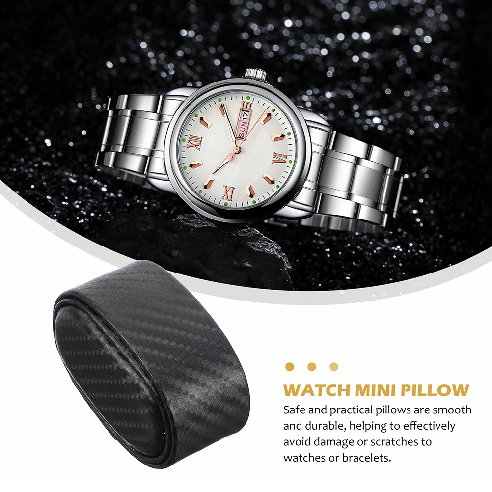 

6pcs Watch Pillow Carbon Fiber Bangle Cushion for Bracelet Chain Display Storage Pillows Case Organizer Party Decoration