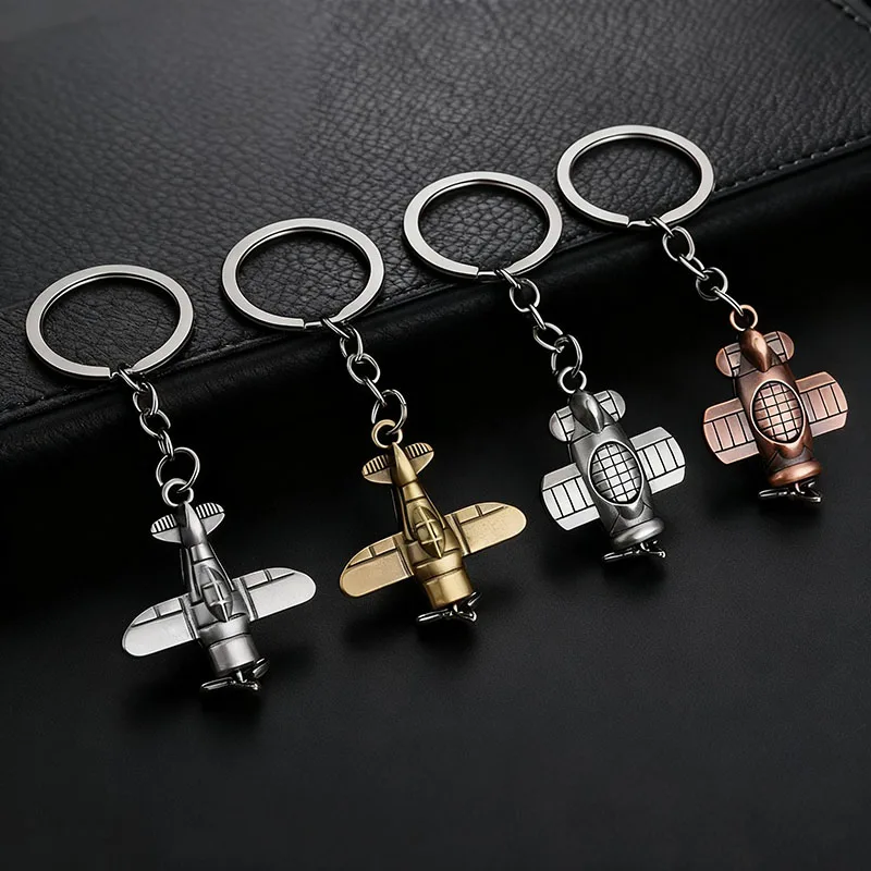 Kreative Simulation Flugzeug Anhänger Schlüsselbund Männer Geschenk Handtasche Hängende Ornamente 3 Farben Metall Student Jungen Dekoration Schmuckstück