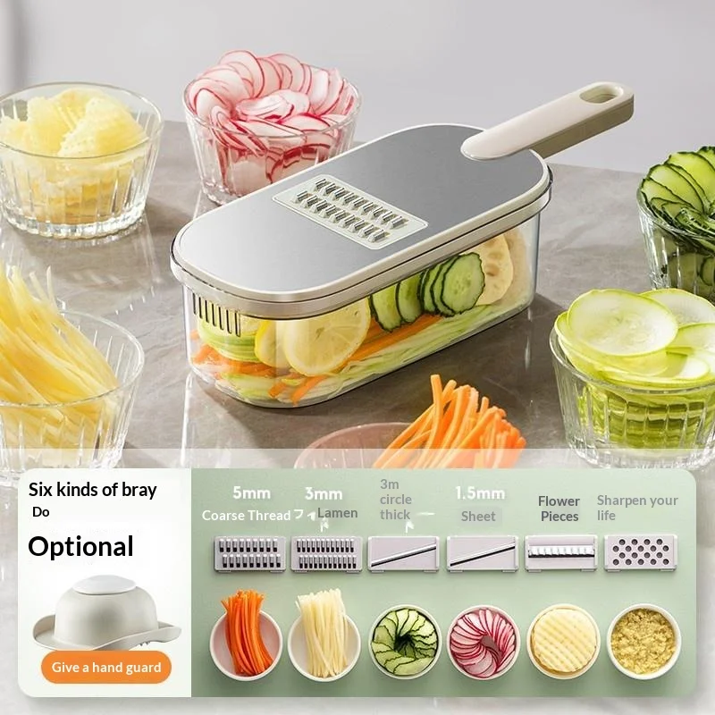 

Овощерезка из нержавеющей стали - многофункциональная кухонная терка с корзиной для слива, удобная для хранения, прочная, для домашнего использования