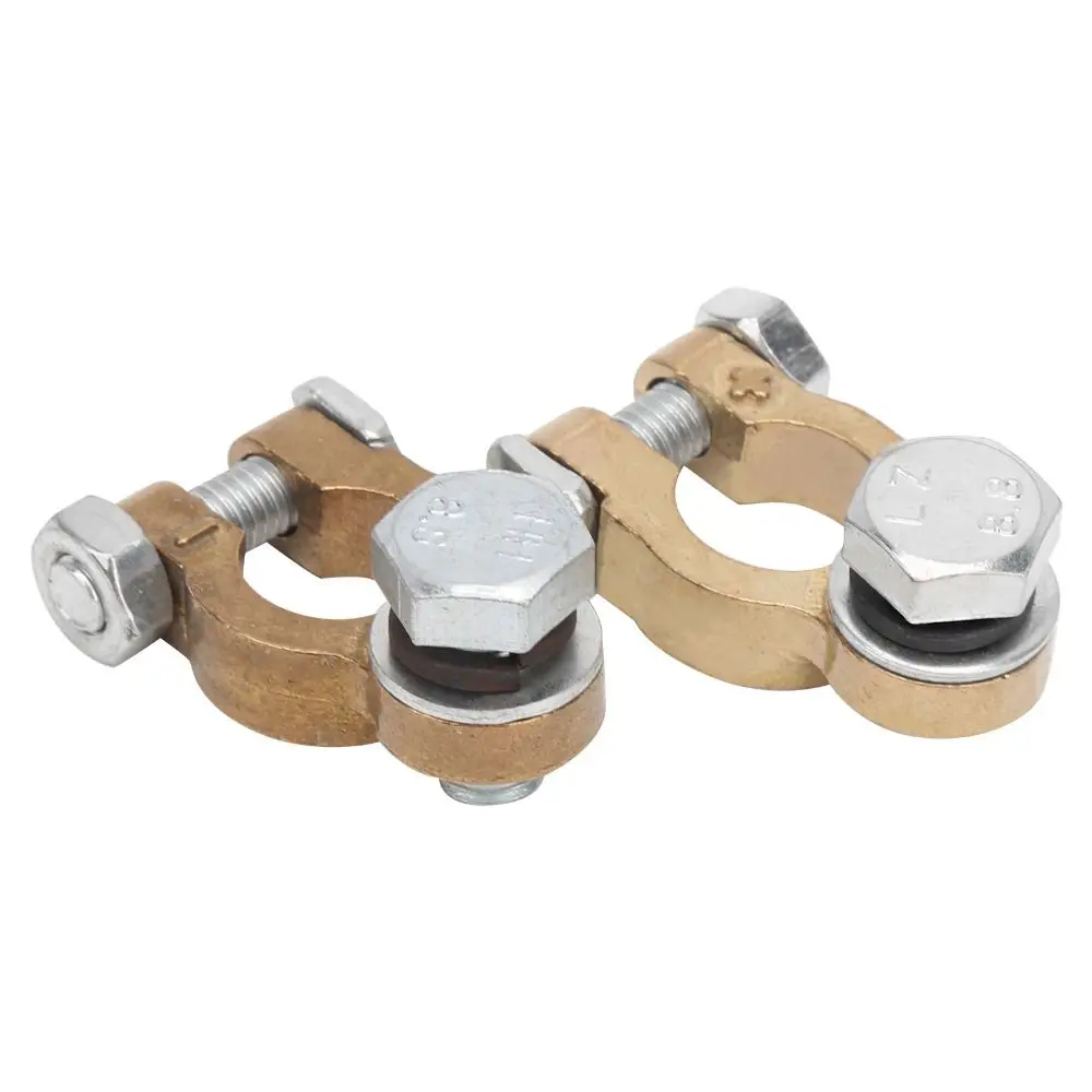 2PCS Pure Copper Battery Terminal Connectors Brass Alloy Car Battery Terminal Clamps Enhanced Conductivity Heavy Duty