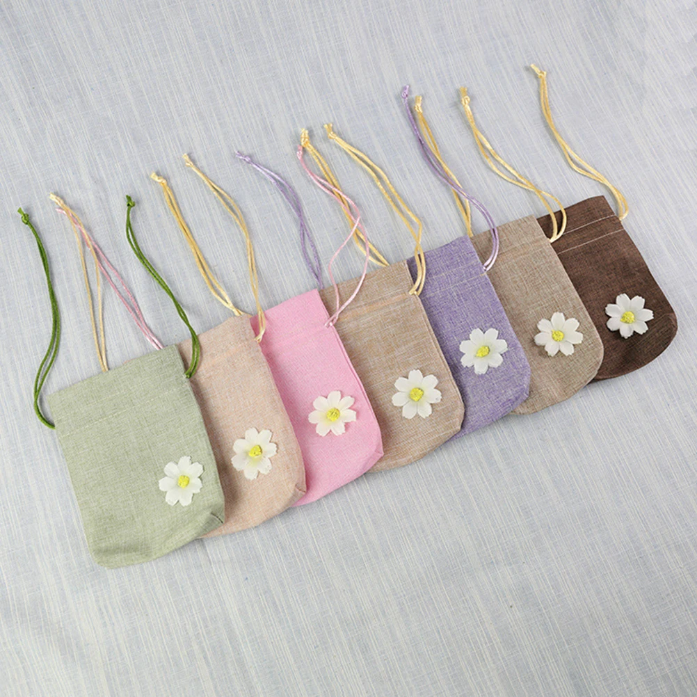 

12pcs Linen Drawstring Pouch Sachet Empty Bag For Lavender Spice Herbs Tea Flower Decor Gift Storage Organizing Multi Color