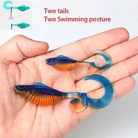 6pcs Floating Soft Bait 5.2g 8.5cm Wobbler Two Strokes T Tail Soft Worm Fishing Lure for jig head hook Pesca miękkie przynęty