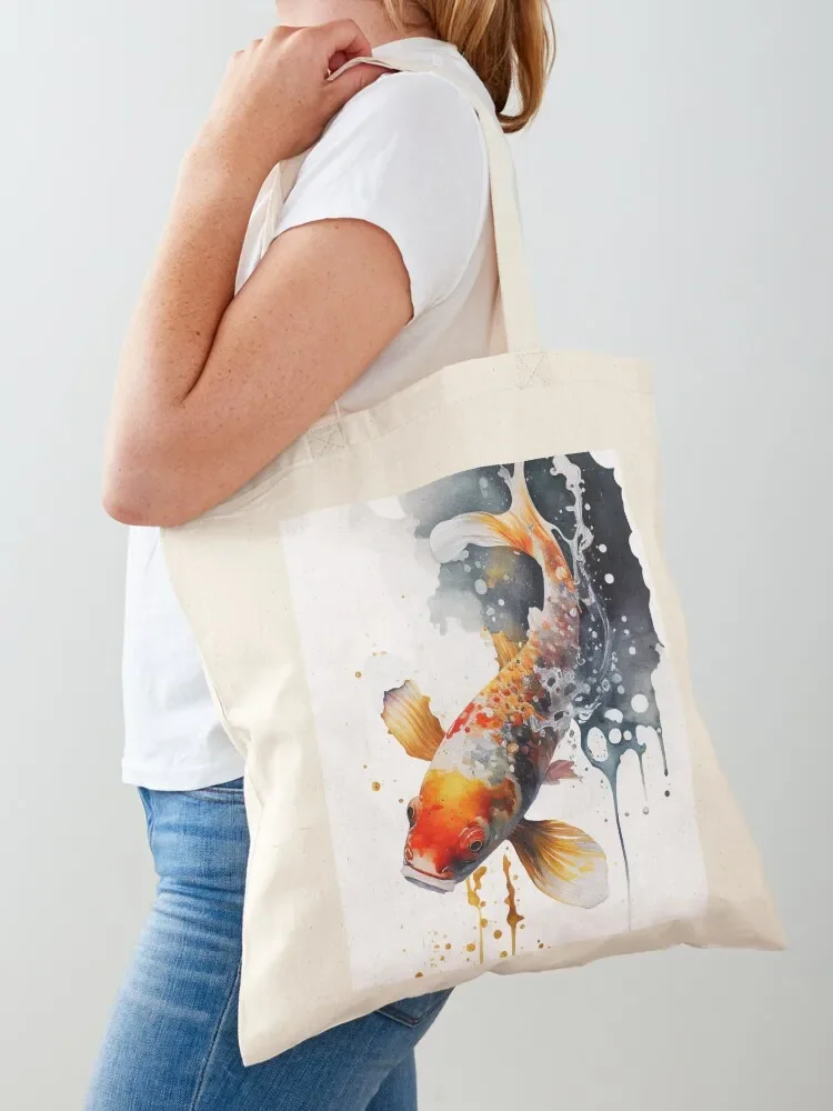 

Koi Fsh Watercolor Digital Art Print Tote Bag Shopper handbag tote bags cloth bags Big bag custom bags