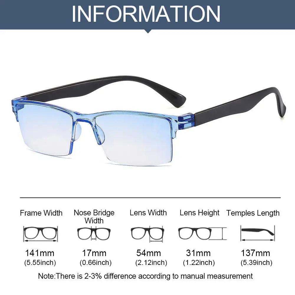 Smart Automatic Zoom Brillen Anti-Blaulicht Lesebrille Männer Frauen Quadrat rahmenlose optische Brille Computer Brillen – Detail 1