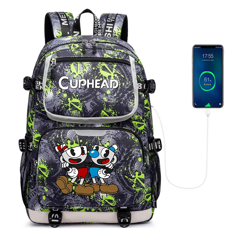 

Game Cuphead USB Large Capacity Teenagers Schoolbags Women Men Laptop Travel Backpack Boys Girls Book Bags