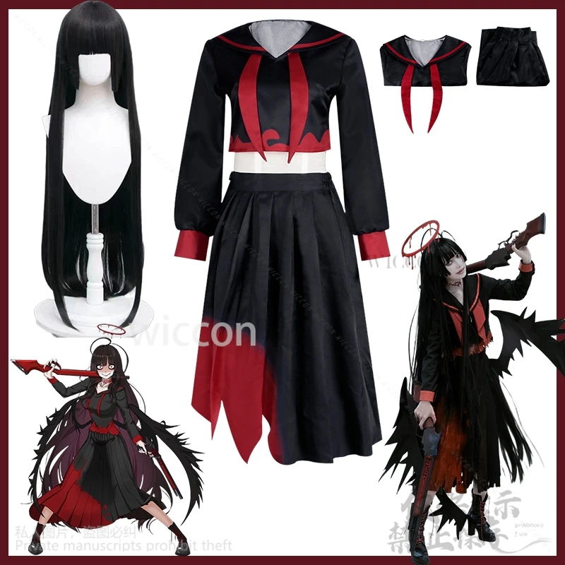 

Ajitani Hifumi Cosplay Blue Archive Black Jk Uniform Jirai Kei Girls Woman Lolita Long Wigs Halloween Christmas Party Customized