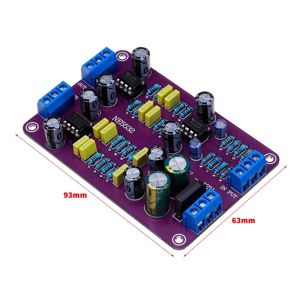 72Hz-7234Hz Electronic Frequency Divider NE5532 2 Way Pre-Stage Linkwitz- Riley Filter frequency divider correction capacitor