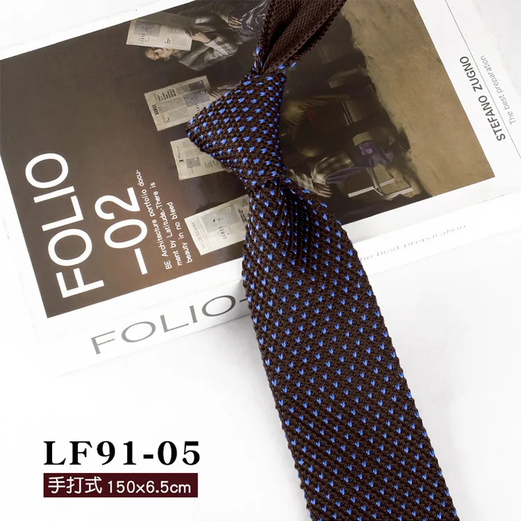 6,5 cm britischer Stil, lässige Herren-Krawatten mit Punkten, gestrickt, formelle Business-Krawatten, einfarbig, marineblau, Retro-Krawatten, handgefertigte Smoking-Krawatten – Detail 10