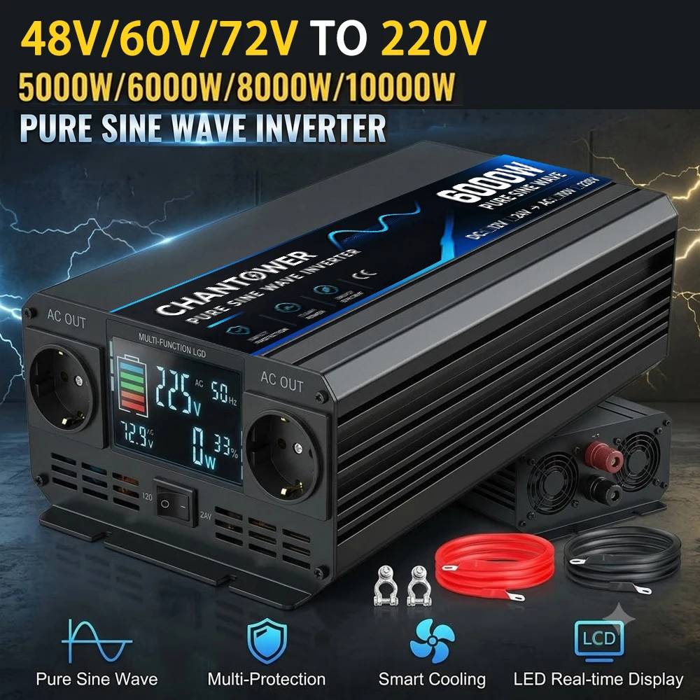 Pure Sine Wave Inverter 5000W 48V 220V - محول تيار متردد بتيار موجي جيبي