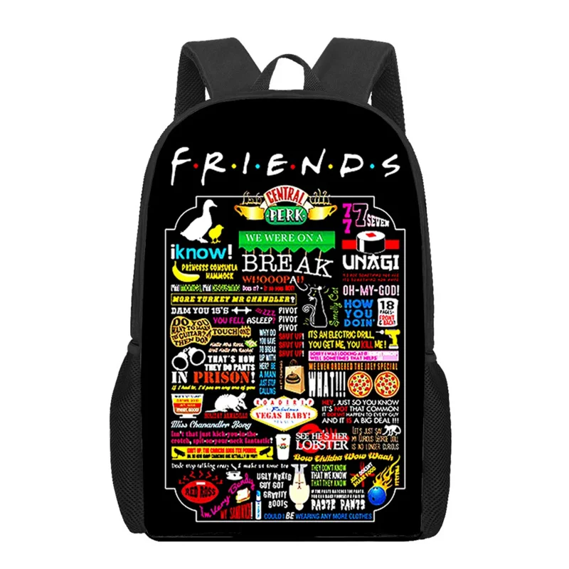 Mochila con patrón de arte Friends para adolescentes, niños y niñas, mochila escolar, bolsa de libros para estudiantes, mochila de almacenamiento informal, mochilas de hombro de viaje