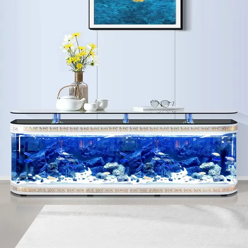 2026 Premium Glass TV Fish Tank Bar: Customizable Floor-Standing Unit, Wall-Mounted, Rounded/Straight Edges, Filter Options