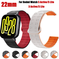 22mm Magnetic Silicone Strap For Xiaomi Redmi Watch 5 Active/5 Lite Sports Bracelet For Redmi Watrch 3 Active/3 Lite Band Correa