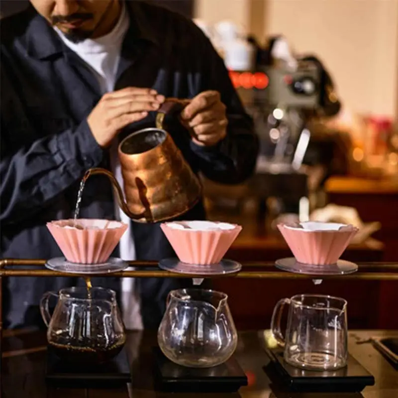 Soporte de filtros de café de resina transparente para cafetera, soporte de gotero de café de una sola taza sin papel reutilizable