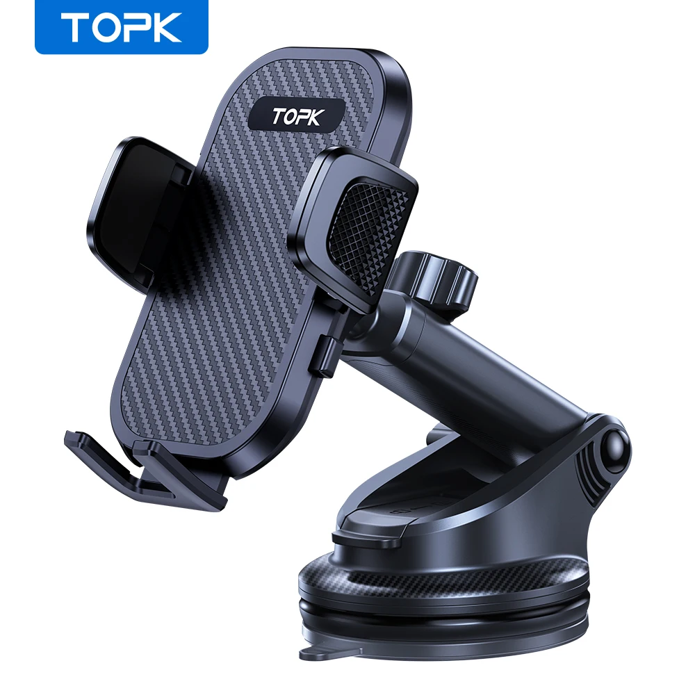 

TOPK Car Phone Holder Adjustable Car Phone Mount Cradle 360° Rotation Upgraded Strong One Button Release for up to 6.7''Phones